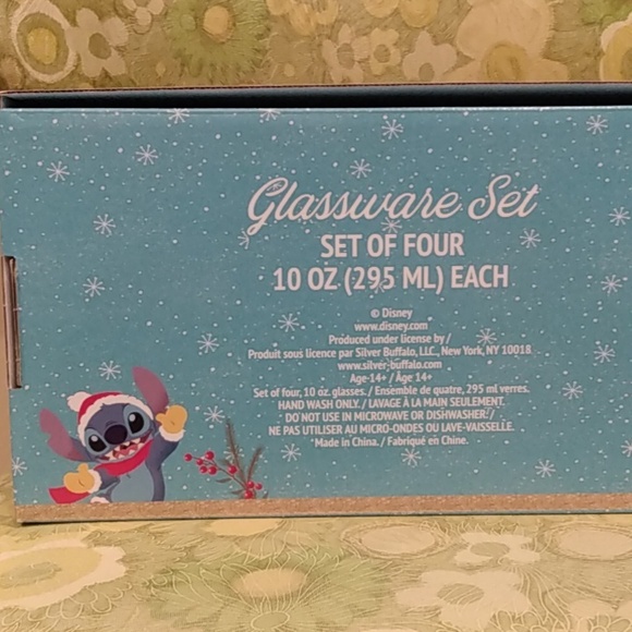Disney Stitch Christmas glassware  Set Of 4 Juice Glasses Kitchen Drinking Glass - Picture 12 of 13
